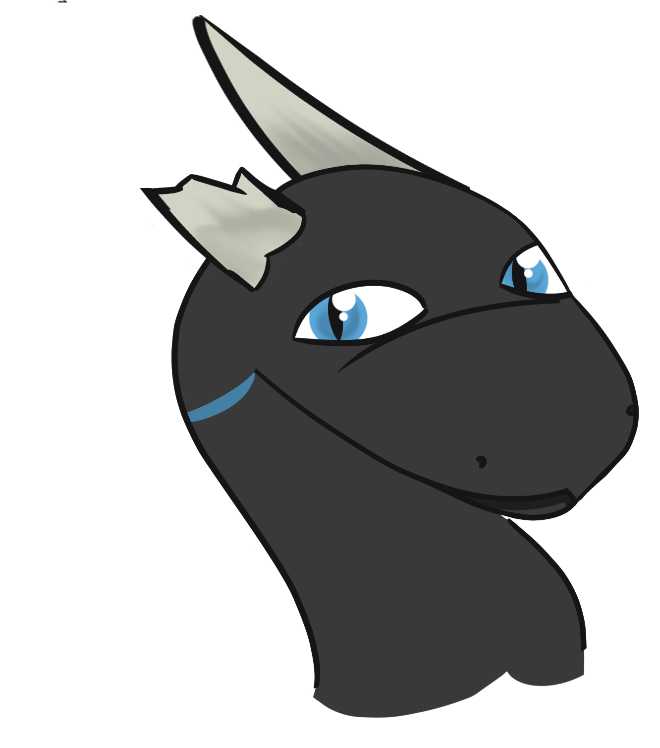 A headshot of Arc's dragon form, showing his broken right horn